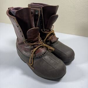Vtg Schnees Hunter 10" Duck Boot Hunting Shoes Insulated Liners Mens 9 Boots USA